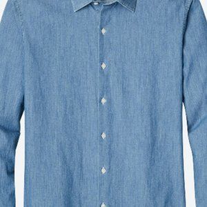 Bonobos Unbutton Down Shirt distressed Blue Chambray (Tailored Slim, Medium)